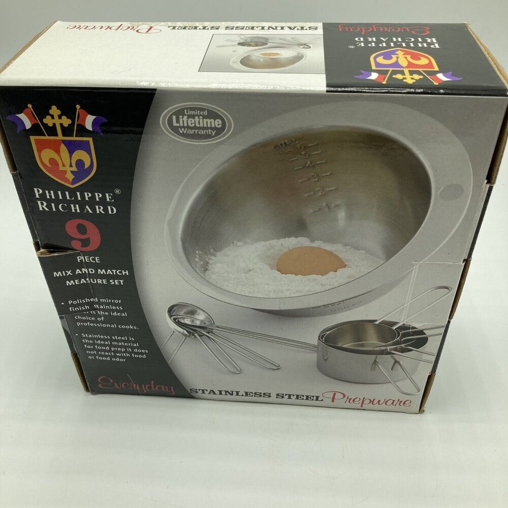 Philippe Richard Stainless Steel Mixing Bowls Measuring Spoons Cups Prep Set